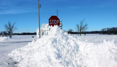 Stop sign buried