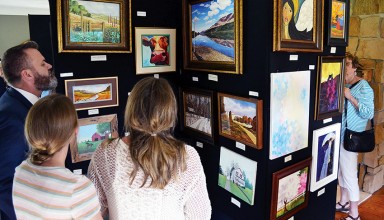 Admiring the artwork